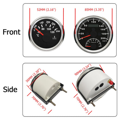 5 Gauge Set 85MM GPS Speedometer 0-8000RPM Tachometer 52MM Water Temp Oil Pressure Fuel Level Meter Voltmeter for Car Boat 12V
