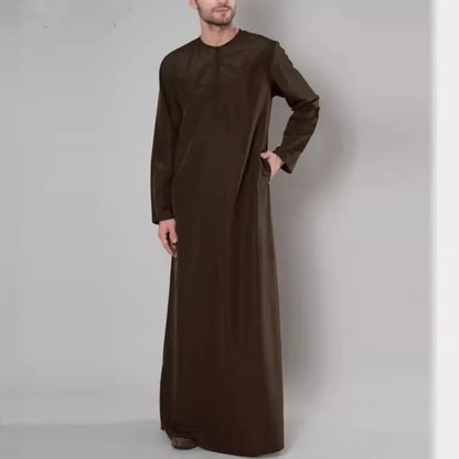 Men's 2026 Muslim Zipper Loose Arab Robe Shirt Dubai and Malaysian Style Long Sleeve Islamic Casual Wear