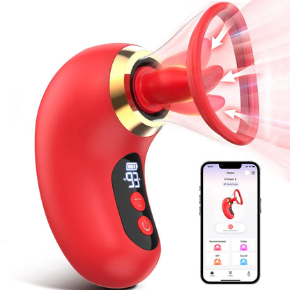 Sucker Tongue Licking Vibrator App Control Female Orgasm Vagina Nipples Clitoris Stimulator Masturbator  Sex Toy for Women