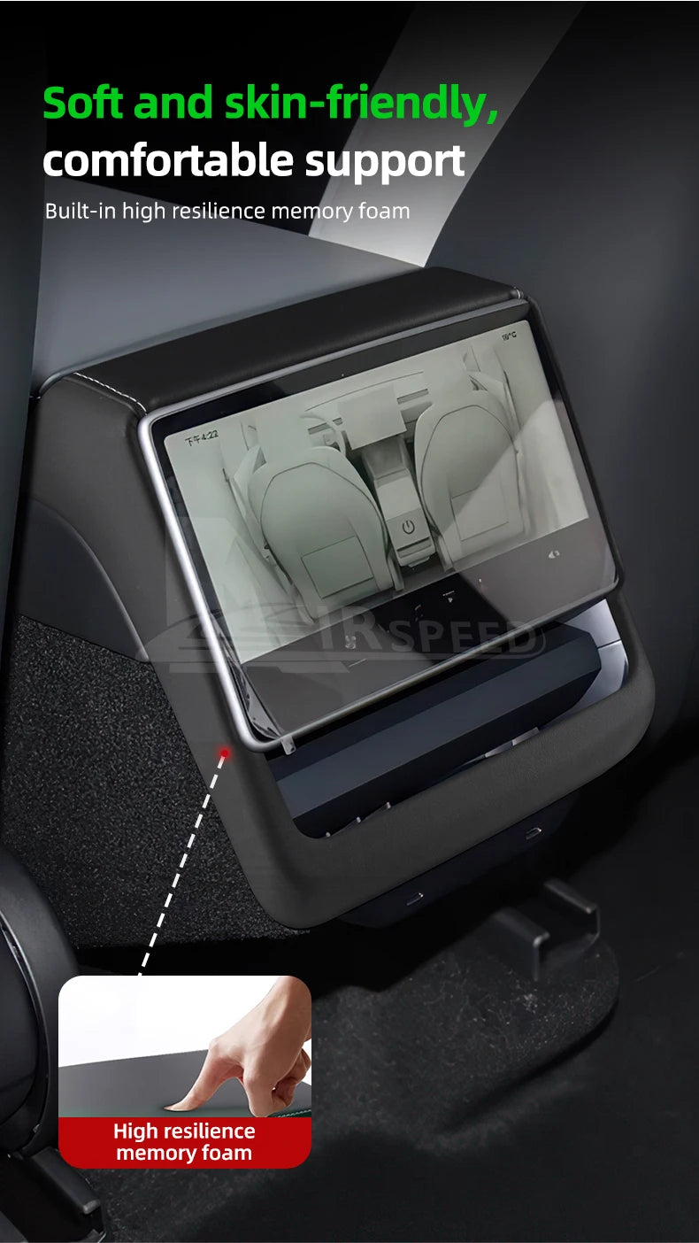 Leather Rear Screen Frame Protective ABS Cover for Tesla Model Y Juniper Launch 2025 2026 2027-Up Model 3 Highland 2024-UP Trim