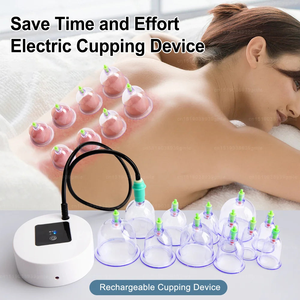 Electric Vacuum Cupping Body Massager Suction Scraping Cup Fat Burner Therapy Anti Cellulite Slimming Massager Body Massage Cans