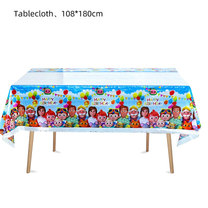 Cocomelon Birthday Party Decoration Tableware Set Birthday Cup Plate Napkin Tablecloth Cake Topper Balloon Party Favors Gifts