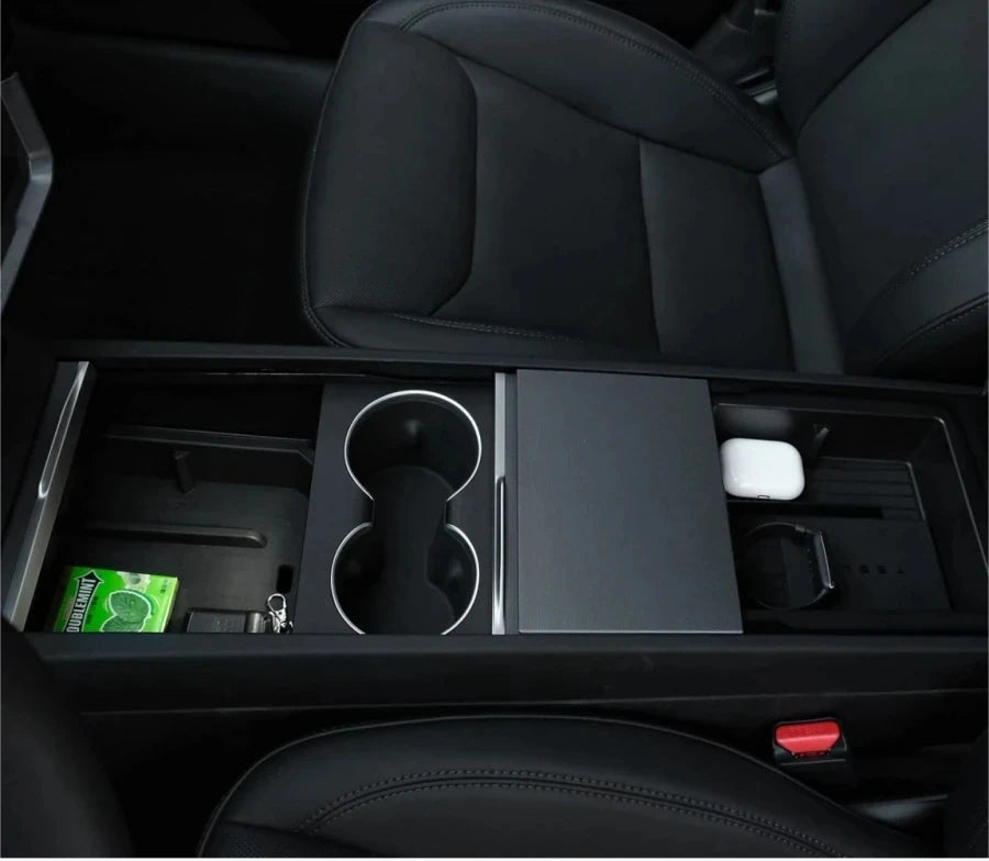 For Tesla Model Y 2025 2026 Center Console Organzier Tray Model 3 Highland 24-26 Armrest Box Hidden Storage Box Cup Holder