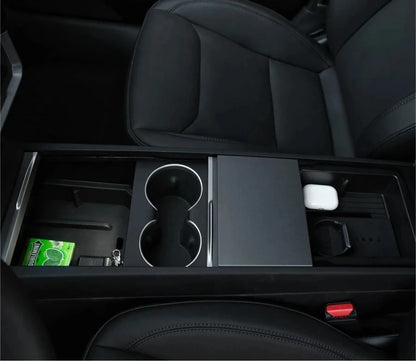 For Tesla Model Y 2025 2026 Center Console Organzier Tray Model 3 Highland 24-26 Armrest Box Hidden Storage Box Cup Holder