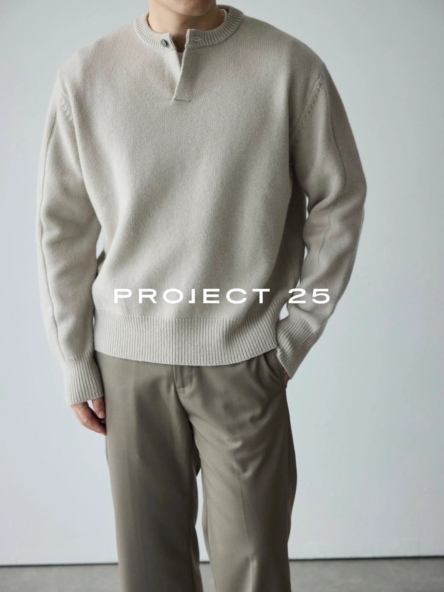PROJECT 25 Premium Italian Wool Henley | 7-Ply 16-Count Soft Knit | One-Button Pullover Sweater