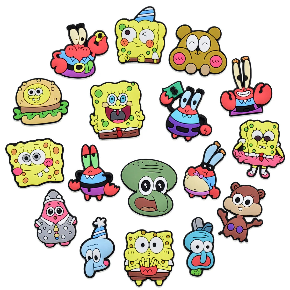 MIX Shoe Charms DIY Spongebob A/W PVC Shoes Charms Patrick Star Slippers Buckle Decorations Fit Boys Kids Birthday Xmas Gifts