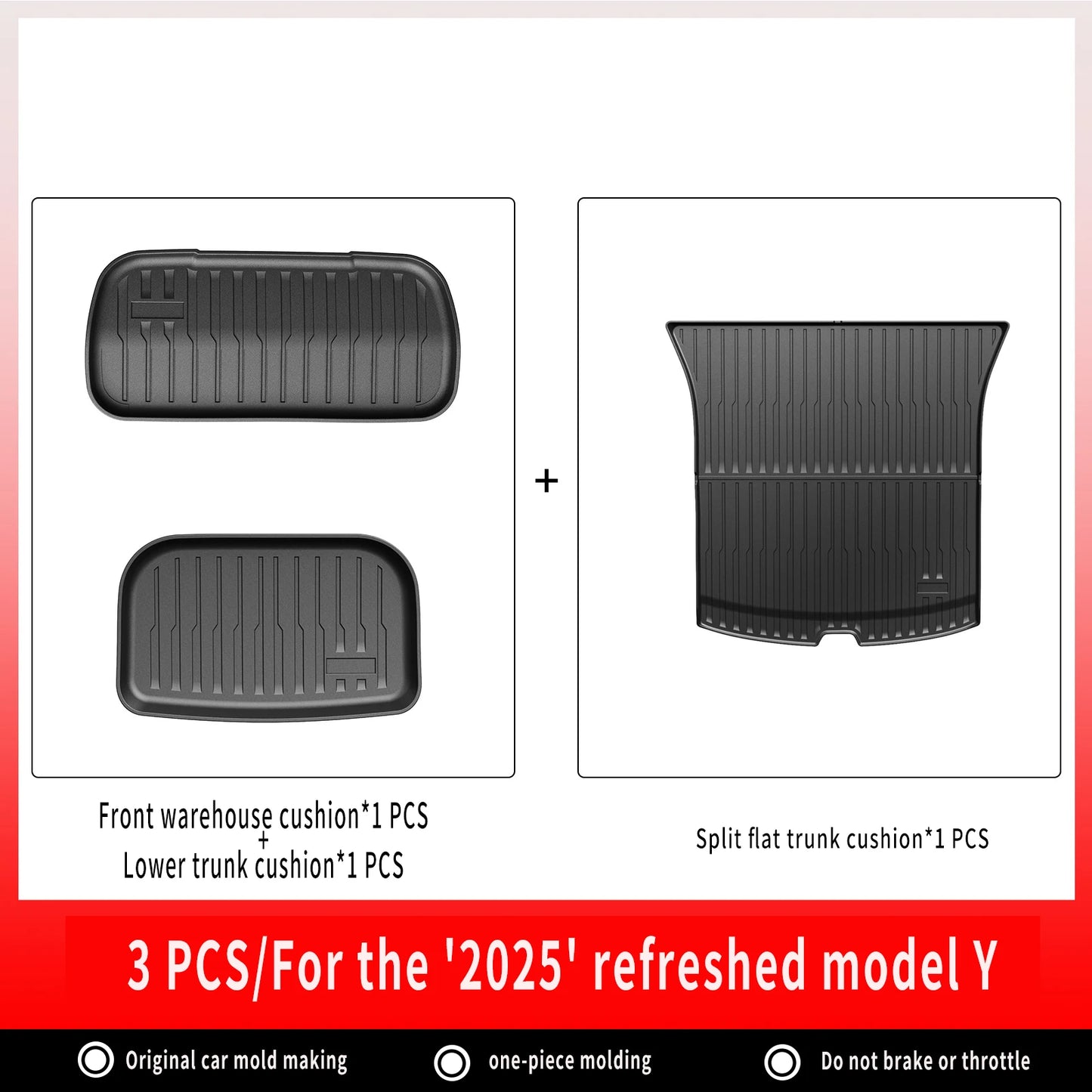 For New Tesla Model Y Launch 2025+ Juniper 2025+ TPE Floor Mats & Cargo Liner, All Weather Trunk Mats Floor Liner Backrest Mats