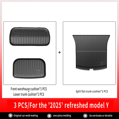 For New Tesla Model Y Launch 2025+ Juniper 2025+ TPE Floor Mats & Cargo Liner, All Weather Trunk Mats Floor Liner Backrest Mats