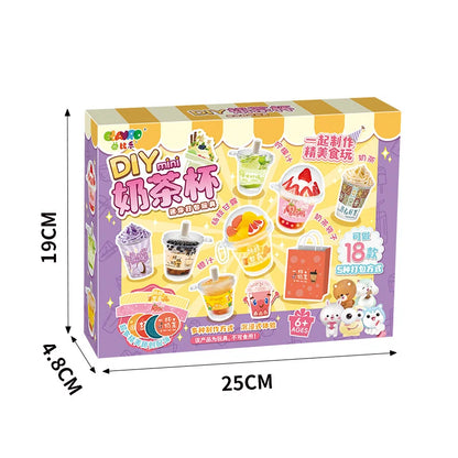Creative Mini Milk Tea Cup Cream Glue DIY Set Handmade Craft Making Material Kit Pretend Play Role Play Toy for Girls Kids