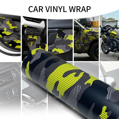Motorcycle Adhesive Vinyl Wrap Car Cover Yellow Accessories Auto Jeep Off-Road Camouflage Film Vehicle Decoration Car Body Films