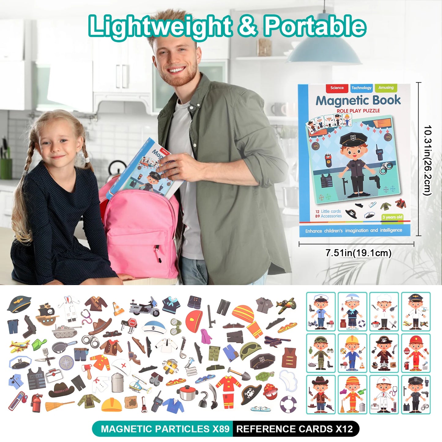 Magnetic Book 3D Cartoon Puzzles Jigsaw Funny Children's Intelligent Brain Training Game Educational Toys for Kids Gift Xmas Toy