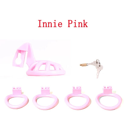 Negative/Micro/Small Chastity Cage for Sissy Sex Toys with 4 Size Cock Rings Pink/Black/White Bdsm Penis Lock Adult Toys for Men