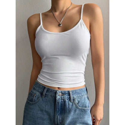 Women's Sexy  Backless Cami Crop Top Summer Solid Color Casual Sleeveless Top Streetwear Y2K Clothes Female Basic Top