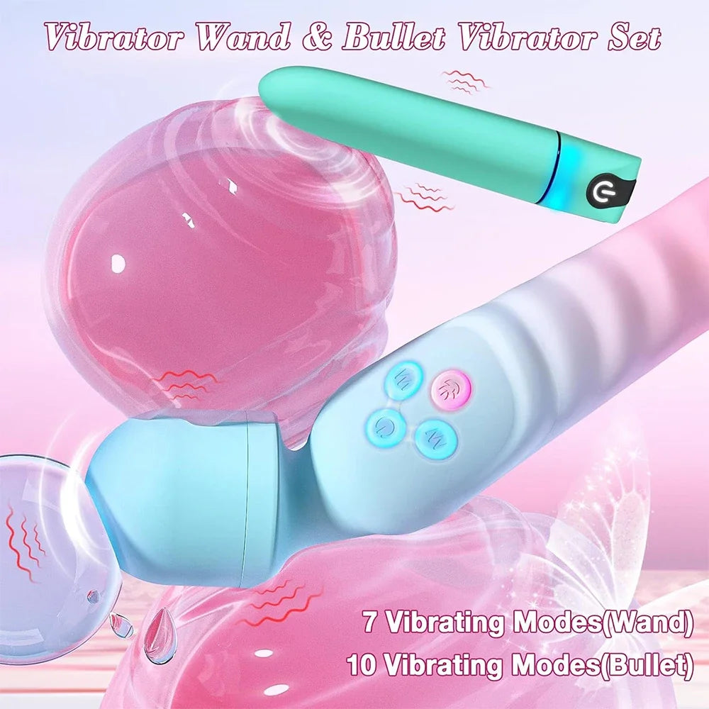 Heating AV Wand Vagina Vibrator for Women G-Spot Clit Stimulator Nipples Breast Massager Female Masturbator Sex Toy for Women