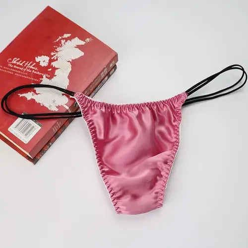 Men's thong, silk low waisted men's underwear, personalized fashion trend, mulberry silk elastic triangle pants, sexy double