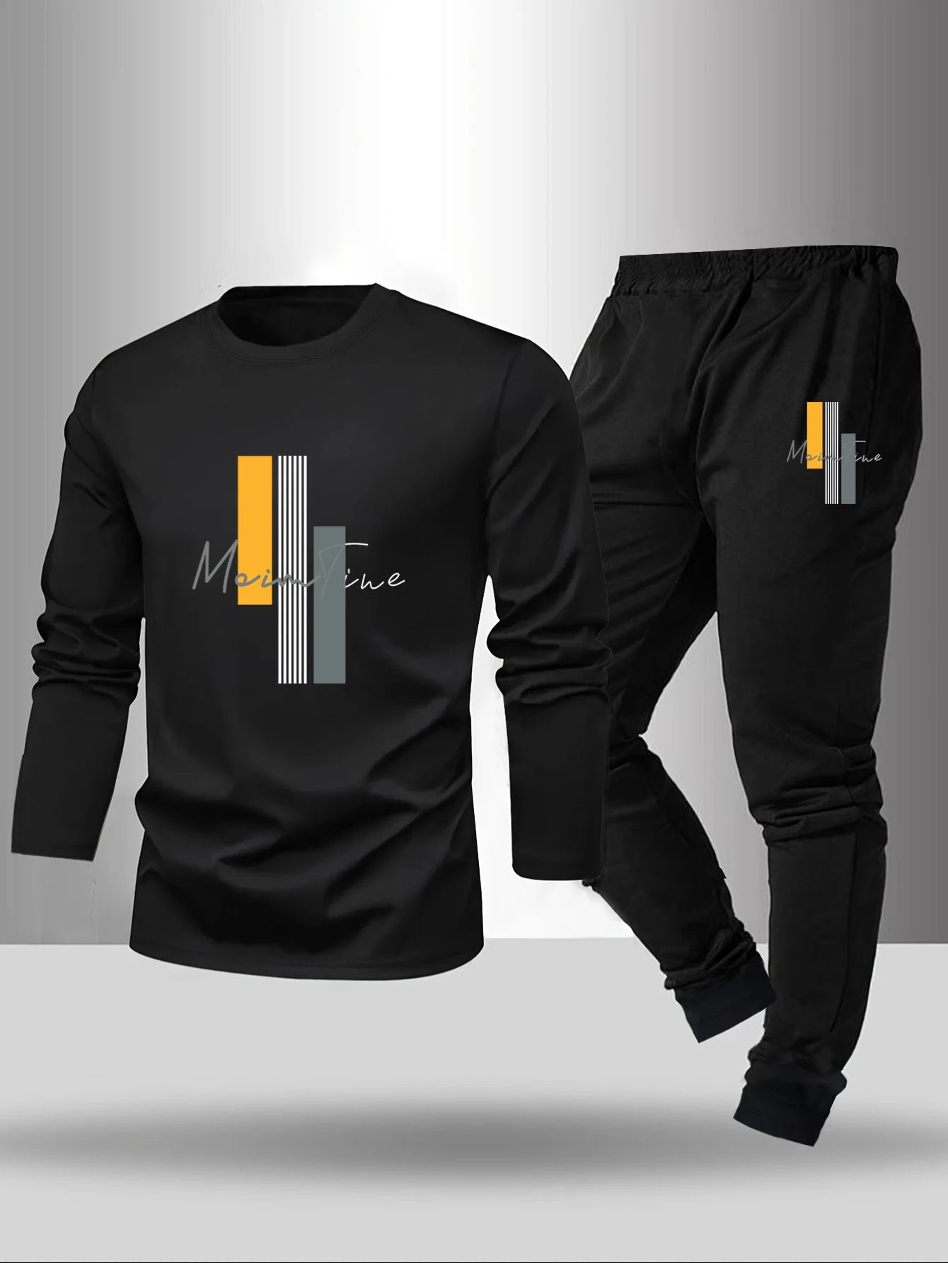 2-piece men's sleepwear set for spring summer autumn winter long sleeved pants letter patterned base shirt home wear set