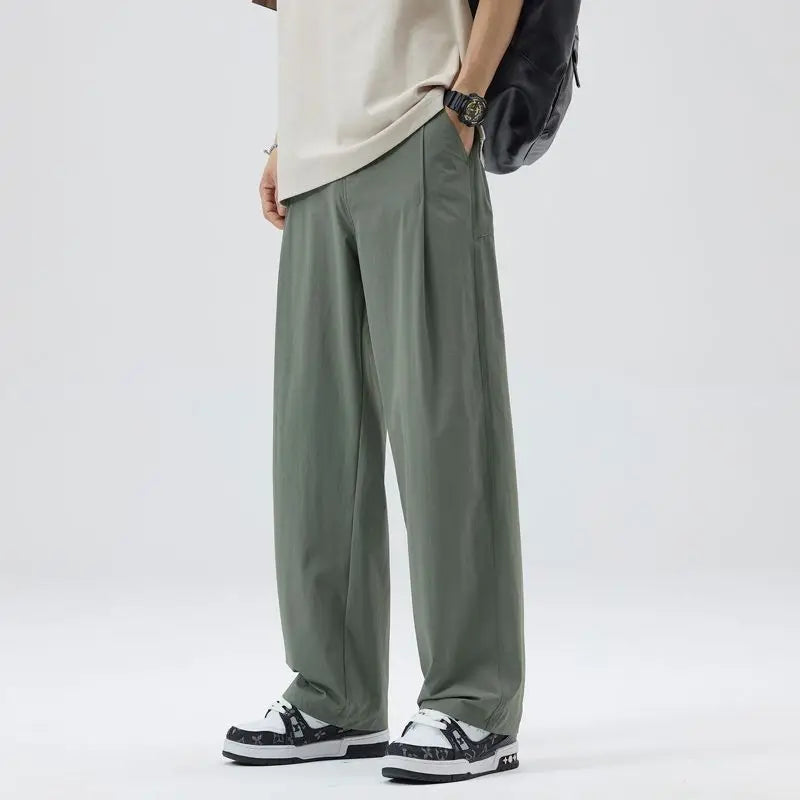 2026 Men's Suit Pants Spring and Summer Loose Wide-Leg Straight-Leg Trendy Trousers