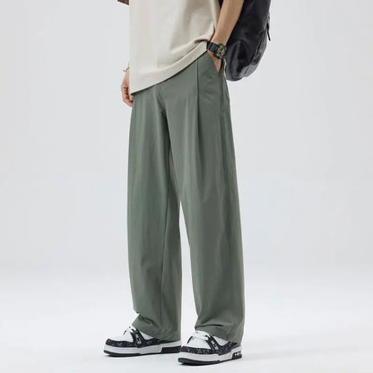 2026 Men's Suit Pants Spring and Summer Loose Wide-Leg Straight-Leg Trendy Trousers