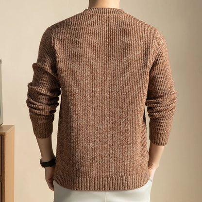 Men’s 7-Needle Wool Sweater, 100% Wool Heavyweight, Autumn Winter Thickened, Brown Coffee 4 Colors