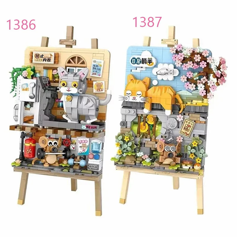 Christmas Sleigh Hanging Painting Building Block Set DIY Creative Drawing Board Assembly Ornaments Children's Toys Gifts