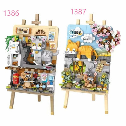 Christmas Sleigh Hanging Painting Building Block Set DIY Creative Drawing Board Assembly Ornaments Children's Toys Gifts