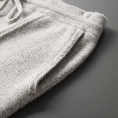 Autumn Winter 100% merino Wool Men's Wool Pants Thickened Knitted Long Pants Slim Fitting Solid Color Warm Flat Corner Pants