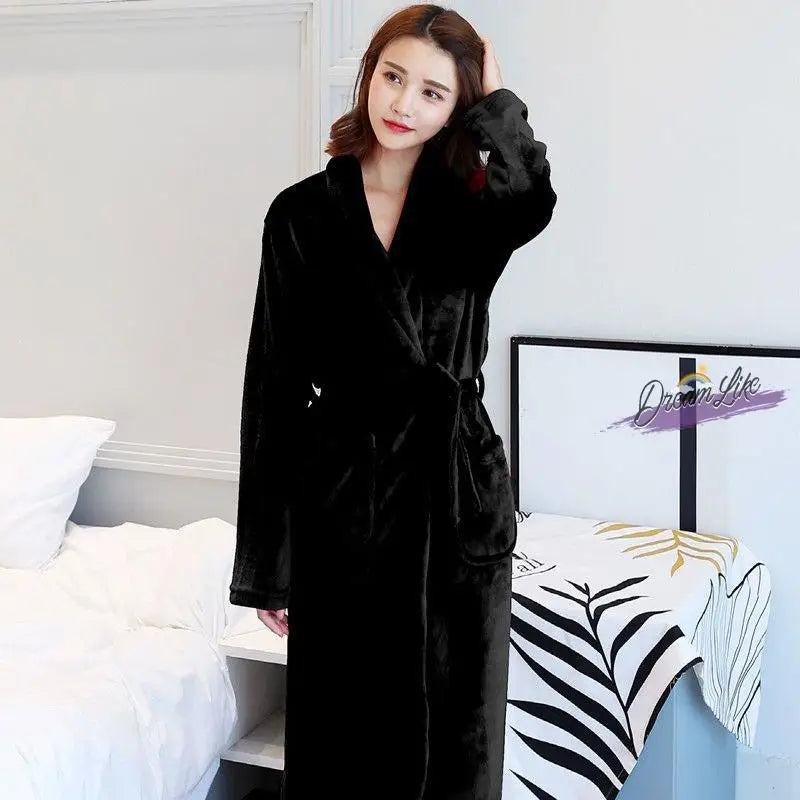 Thiened Long Pajamas Couples Flannel Spwear Coral Fce Home Clothes Men Women Robe Autumn Winter Nightgown Casual Sle