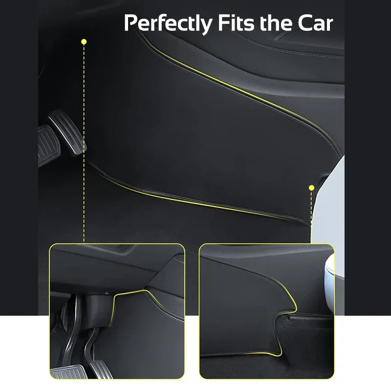 For Tesla Model 3 Y 2021-2026 LHD Center Console Two Side Anti Kick Pad Protector PU Leather Sticker Foot Cover Car Accessories