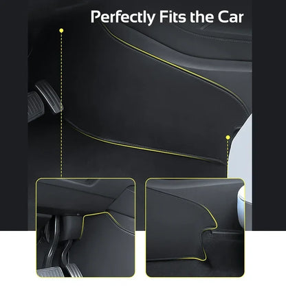 For Tesla Model 3 Y 2021-2026 LHD Center Console Two Side Anti Kick Pad Protector PU Leather Sticker Foot Cover Car Accessories