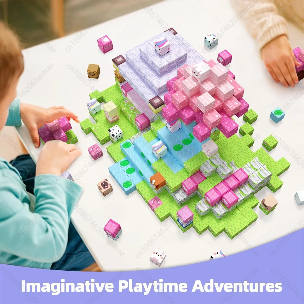 Magnetic Building Blocks Mine World Magnetic Pink Blossom Castle Brick Cube Toys Set STEM Sensory 2026 Gift for 3+ Boy Girl Kid