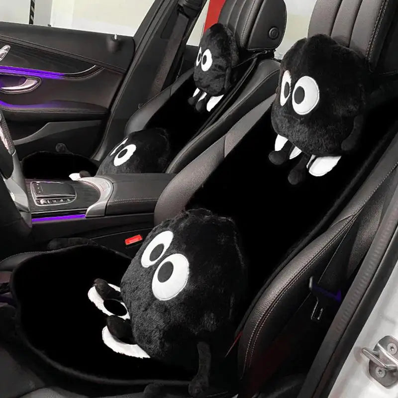 Car Seat Cushion Winter Short Plush Single Piece Backless Three-piece Set Winter Warm and Thick Sponge Plush Car Seat Cushion