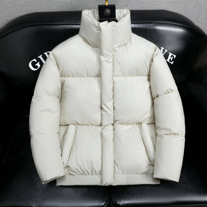 2025 Winter Men's Thickened down Cotton Jacket Warmth Frostproof PU Leather Durable Fashionable Urban Style Long Sleeve Coat