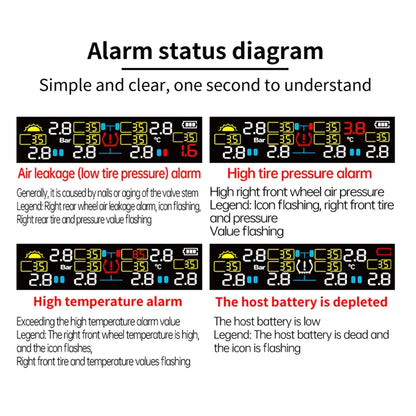 Kebidumei 6-Wheel Truck TPMS T12 Car Tire Pressure Monitoring Solar Tyre Temperature Air Leakage Alarm for Trucks/RVS/Pickup