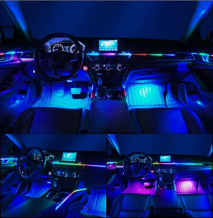 10/14/18/22 in 1 Dual Zone Hidden Acrylic RGB 64/213 Color Symphony Streamer Auto Interior Car Ambient Light Kit APP Control 12V