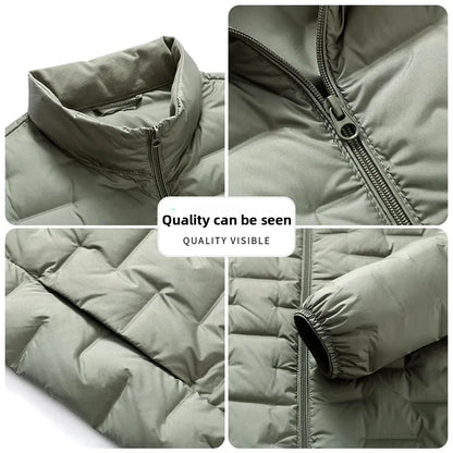 Winter New 90% Duck Down Jacket, Cycling Sports Stand-up Collar, Warm and Lightweight, Men's Solid Color Breathable Down Jacket