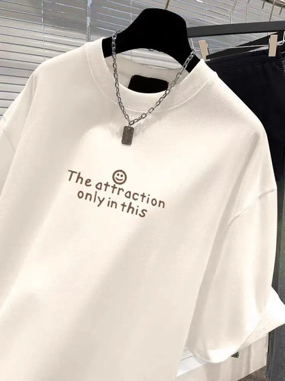 2025 European Style New Pure Cotton Short Sleeve Tshirt Women Clothing Fashion Loose Letter Print Top Office Lady Casual Y2k Tee