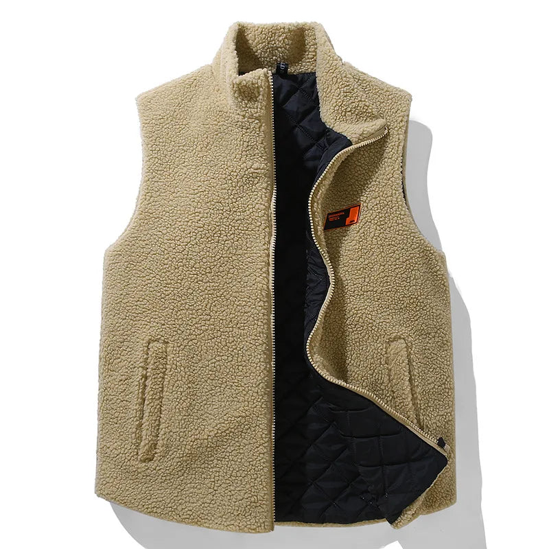 Winter Lambwool Vest Men 12XL Plus Size Vests Winter Thick Warm Vests Male Fashion Casual Sleeveless Jacket Big Size 12XL