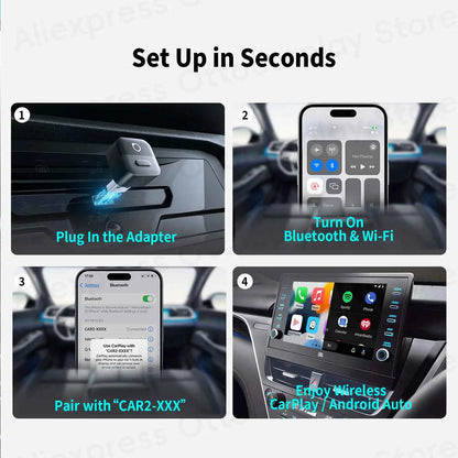 Ottocast Wireless Android Auto CarPlay Adapter Mini Pico 2 in 1 USB Dongle with Smart Button for Kia Honda Chery Nissan Volvo