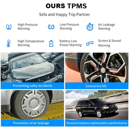 Kebidumei 6-Wheel Truck TPMS T12 Car Tire Pressure Monitoring Solar Tyre Temperature Air Leakage Alarm for Trucks/RVS/Pickup