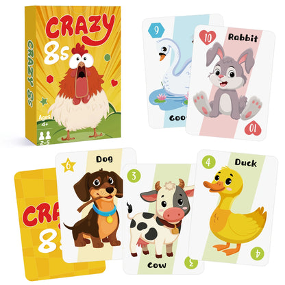 6 in 1  Kids Card Games: Go Fish, Old Maid, Memory Match, Slap Jack, Crazy 8s, Space Playing Cards; Children Birthday Gift
