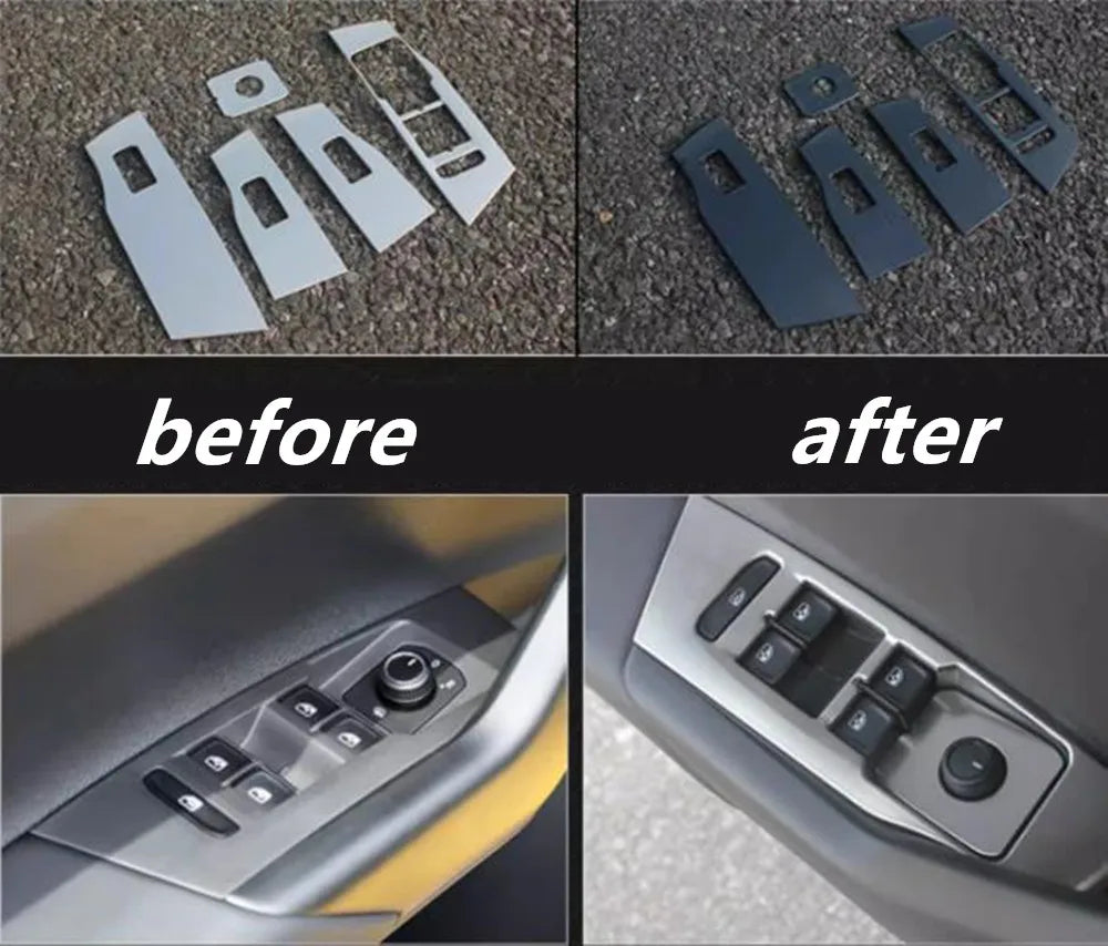 Stainless Steel Car Inner Door Window Switch Lift Panel Adjust Stickers Cover Trim For VW Volkswagen Polo 2019-2025 Accessories