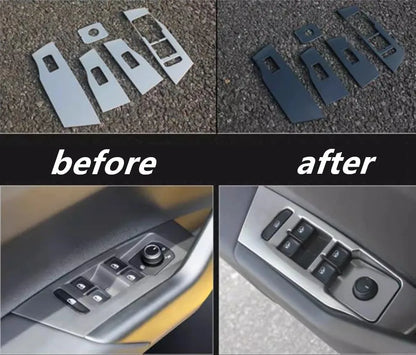 Stainless Steel Car Inner Door Window Switch Lift Panel Adjust Stickers Cover Trim For VW Volkswagen Polo 2019-2025 Accessories