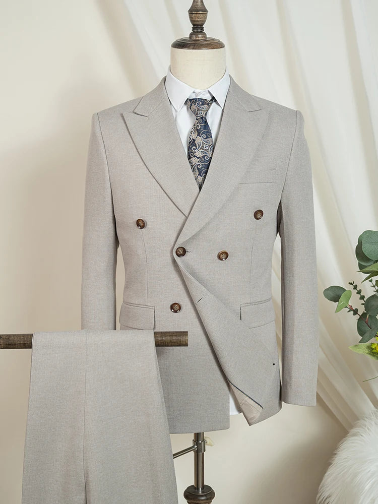 ST Cassy 2-Piece Set (Jacket + Pants) Double-Breasted Man Suit Blue Modern Wedding Suits for Men Slim Fit Business Office Suit
