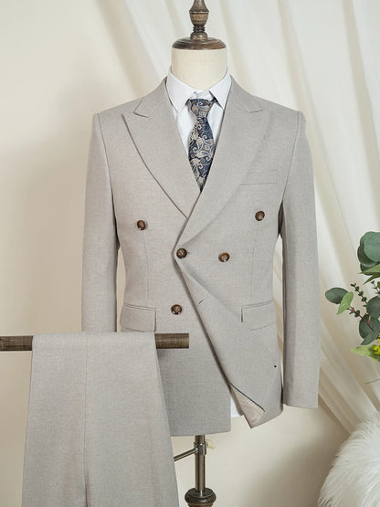 ST Cassy 2-Piece Set (Jacket + Pants) Double-Breasted Man Suit Blue Modern Wedding Suits for Men Slim Fit Business Office Suit