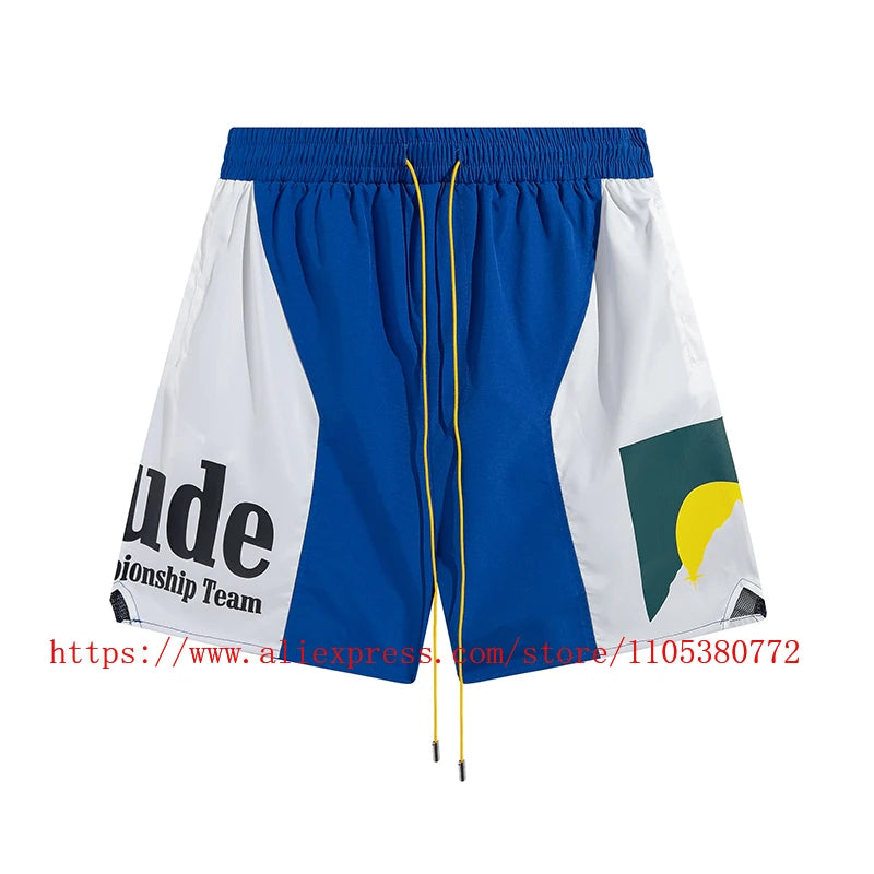 New Arrival RHUDE Print Casual Shorts Loose Street Shorts with Pockets Men's High Quality Shorts