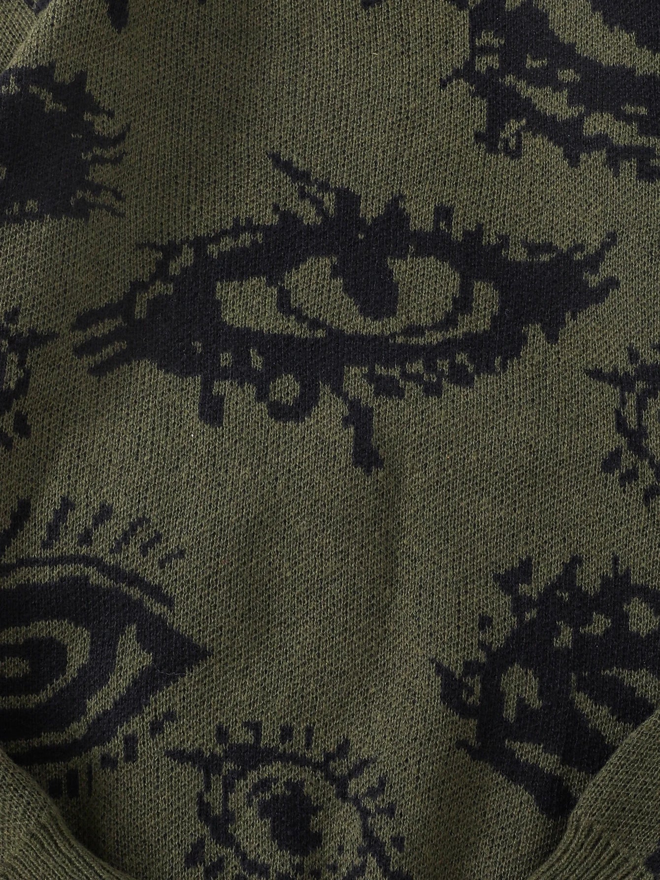 New Trendy Autumn and Winter Abstract Eye Jacquard Pattern Pullover Sweater Casual Round Neck Knitted Men's Pullover