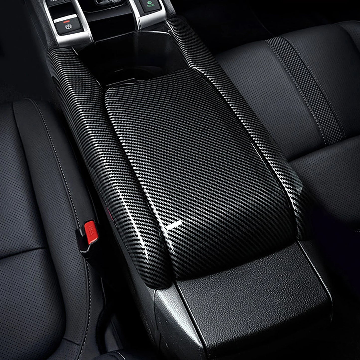 For Honda Civic 10th Gen (2016 -2021) Interior Accessories, Car Center Console Gear Shift Panel , Carbon Fiber ABS Trim Sticker
