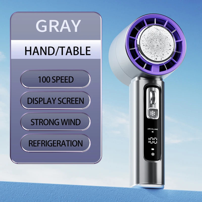 2024 New Semiconductor Refrigeration High-speed Handheld Electric Fan 3000mAh USB Portable Rechargeable Outdoor Small Fan