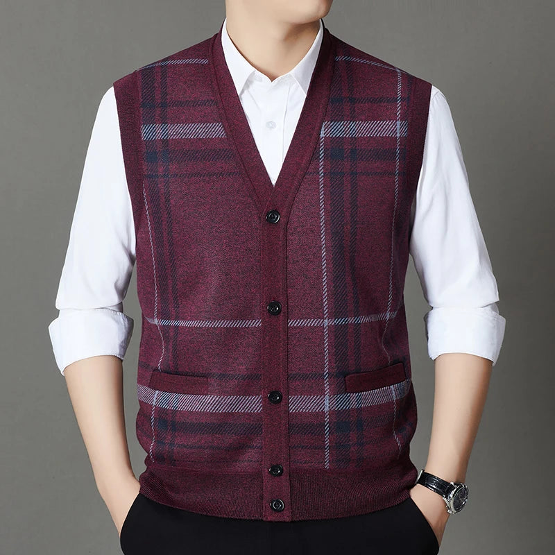 Winter 2025 with Fleece Warm Vest Vest, Vest Sweater, Men's One-piece Fleece Inner Layer Bottom Sweater, Knitted Sweater Top