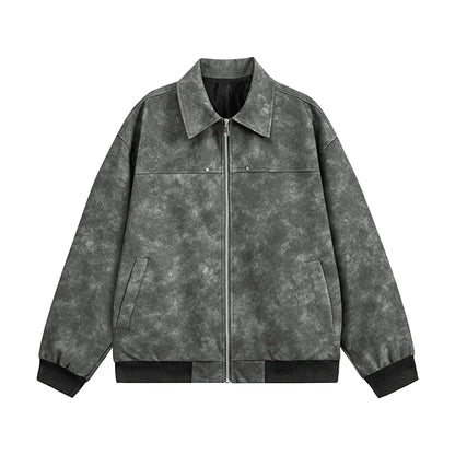 Trend Men's Faux Leather Jacket Autumn Winter Fashionable Solid Color Standing collar PU Leather Biker Jacket Handsome Men Coat